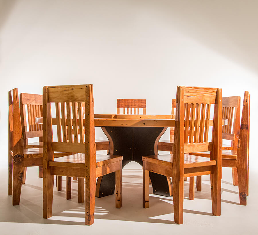 Custom Wood Dining Tables Sets, Lodge Dining Room Sets With Bench